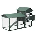 Green Wooden 0.07-Acre In-Ground Poultry Cage with Covered Fun Run, Home-Like Nesting Box, and Compact Low-Key Footprint