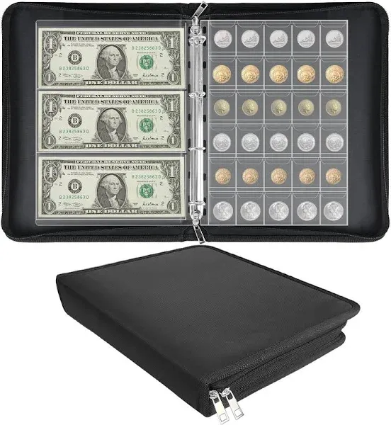 YeeCASE Coin Collectors Book Holder, 500 Pockets Fireproof Coins Collecting A...