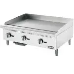 Atosa ATMG-36 36" W Stainless Steel Natural Gas Countertop CookRite Heavy Duty Griddle - 90,000 BTU