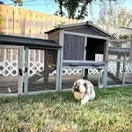 Rabbit Hutch Chicken Coop 87.8" Large Outdoor Bunny Cage with Removable PVC Layer, Easy Clean…