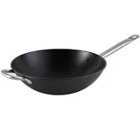 Imusa LCI-19008 Light Cast Iron Wok Pre-Seasoned Non-Stick with Stainless Steel Handles, 14", Black