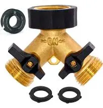 Morvat Heavy Duty Brass & Rubber 2 Way Garden Hose Y Splitter