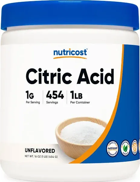 Nutricost Citric Acid Powder (1LB) - 1G Per Serving, Non-GMO, Gluten Free