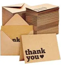 Kraft Thank You Cards 120 Pack