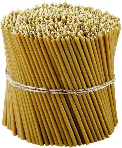 Danilovo Pure Beeswax Candles - No-Drip, Smoke-Less, Tall, Thin Taper Candles – Decorative Candles for Church Prayer, Decor or Birthday Candles – Honey Scented Candles – 6.3”x0.2” (Yellow, 700pcs)