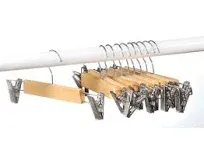 Home-it (10 Pack) Skirt Hangers with Clips Wood Hangers Clothes Hangers