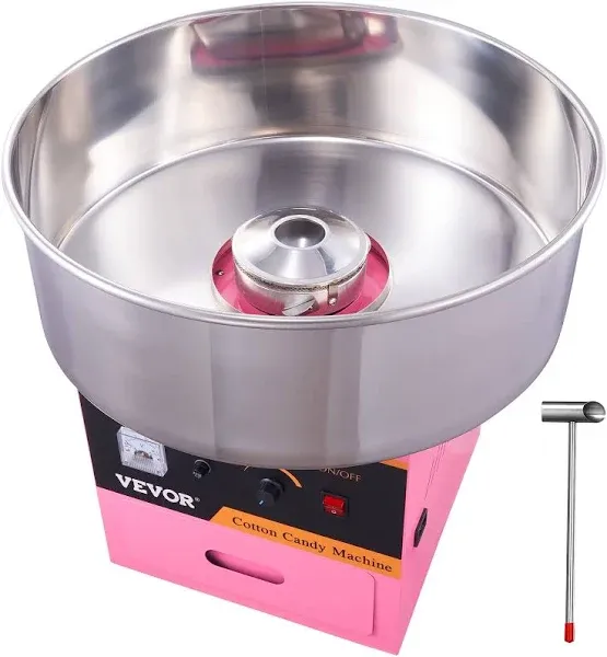 VEVOR Cotton Candy Machine Commercial, 1000W Electric Floss Maker with Stainless Steel Bowl, Sugar Scoop, Storage Drawer, Perfect for Home, Carnival, Kids Birthday, Family Party, Red