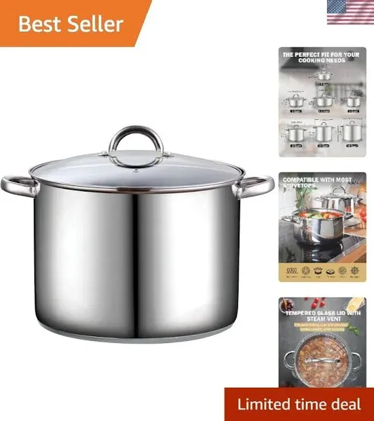 Cook N Home 16 Quart Stockpot with Lid, Stainless Steel