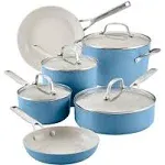 KitchenAid Hard Anodized Ceramic Nonstick 10-Piece Cookware Set - Blue Velvet