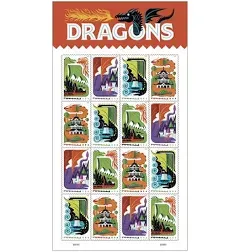 USPS Dragons Postage Stamps