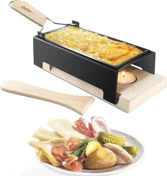 Cheese Raclette with Foldable Handle Candlelight Cheese Melter Pan with Spatula