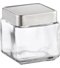 Anchor Hocking 1.5 qt. Stackable Glass Square Jar w/ Metal Lid - 6 Per Case