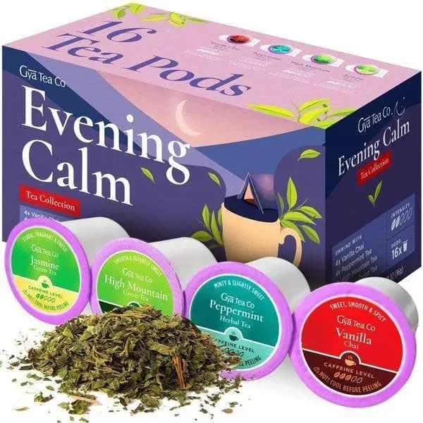 Evening Calm Tea K Cups Tea Variety Pack - 4 Flavors of Keurig Tea K-Cups for...