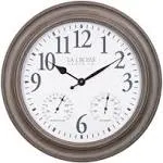 La Crosse Clock Wall Clock 26.20&#034; Analog Quartz Indoor/Outdoor Brushed Gray Oak