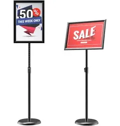 GUOHONG Heavy Duty Sign Stand Adjustable 8.5 x 11 Inch Sign Holder Aluminum Snap Open Frame Floor Poster Stand Vertical Horizontal Black