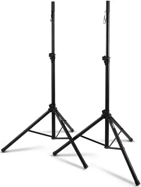 On Stage SSP7900 All Aluminum Speaker Stand Package with Bag With 2 Mic Cables 20 ft. XLR Bulk + 2 Instrument Cables, 10 ft.