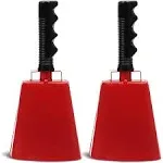 Blue Panda - 2 Pack 9.5-Inch Cowbells For Sporting Events, Percussion Noise, Red