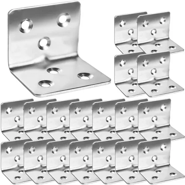 80Pcs Stainless Steel Angle Brackets,1.2” x 1.2” x 1.5” Wide Small Corner Brace for Joining Furniture, Heavy Duty 90 Degree L Shape Corner Bracket, Right Angle Bracket for Wood Cabinets Furniture