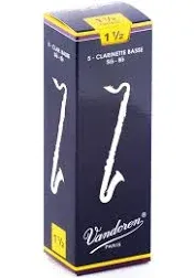 Vandoren CR122 Bass Clarinet Traditional Reeds Strength 2; Box of 5