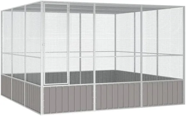 vidaXL Bird Cage - Large, Secure & Ventilated Aviary, Galvanized Steel Construction, Anthracite, Perfect for Playing, Exercising and Training Birds