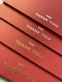 RUN2PRINT (36 Pack Thank You Cards With Envelopes & Stickers - Elegant Red Emboss Gold Foil Pressed - Blank Notes Wedding, Bridal, Baby Shower, Business and Formal All Occasion Cards (Folded)