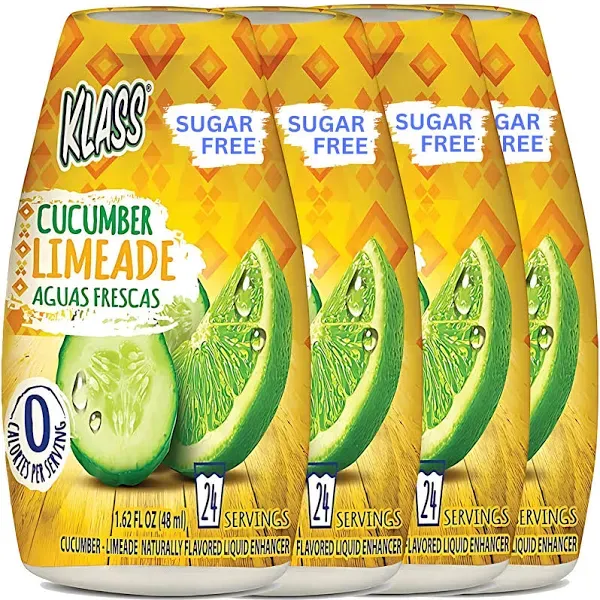 Klass Aguas Frescas | Liquid Water Enhancer | Sugar-Free Naturally Flavored Cucumber-Limeade | Keto Friendly|1.62 Oz Pack of 4 (Makes 24 servings each) 0 Calories Per Serving