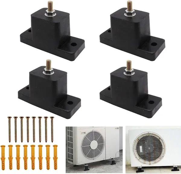 Anti-Vibration Rubber Pads 4PCS Rubber Vibration Isolator Air Conditioner Mounting Rubber Feet Bracket Mini Split Shock Absorbing Pads Stands for Outdoor Ductless Mini Split Air Conditioner Condensers