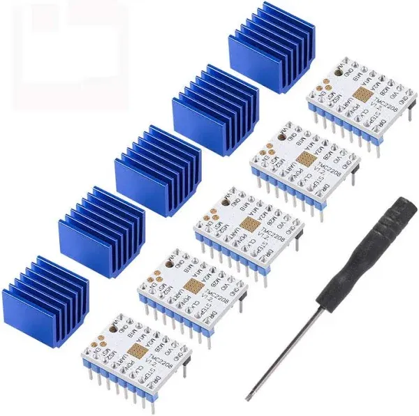 5Pcs TMC2208 3D Printer Stepper Motor Driver, DORHEA TMC2208 V1.2 Stepper Driver Module with Heat Sink Screwdriver for 3D Printer Controller Mother Boards Reprap Ramps1.4 MKS Prusa i3 Ender-3 Pro