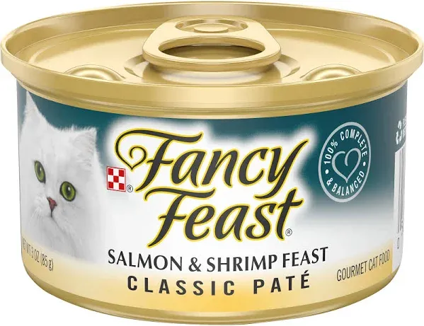 Purina Fancy Feast Classic Salmon & Shrimp Feast Wet Cat Food, 3 oz. Cans (24 Pack)