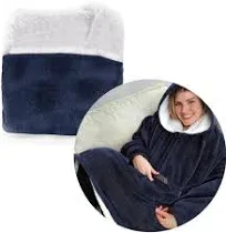 Huggle Hoodie, Ultra Plush Hooded Blanket Robe, Premium Fleece, Blue, As Seen on TV