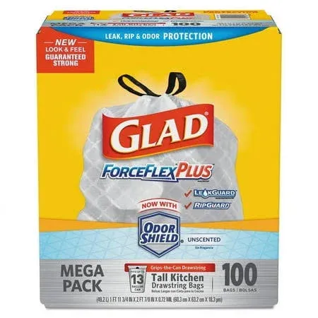 Glad ForceFlex Tall Kitchen Drawstring Trash Bags