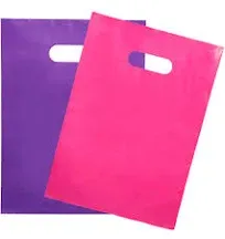 200 Pink & Purple Bags for Small Business 100 Pink and 100 Purple 1.5Mil 9"x12" Merchandise Bags Thick Glossy Retail and Shopping Bags with Die Cut Handles Boutique Bags