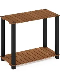 Furinno Pangkor 2-Tier Turn-N-Tube Indoor Outdoor Plant Shelf Wood Square Poles