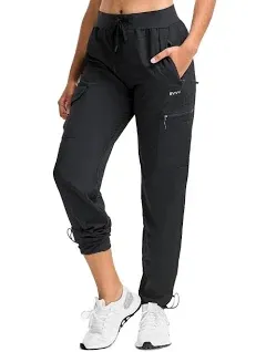 BVVU Women's Cargo Joggers Lightweight Quick Dry Hiking Pants Outdoor Waterproof Athletic Workout Pants with Zipper Pockets