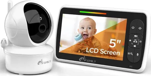 Baby Monitor - 5” Large Display Video Baby Monitor with Remote Pan-Tilt-Zoom ...