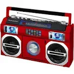 Studebaker SB2145R 80's Retro Street Bluetooth Boombox with FM Radio, CD Player - Red