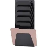 Officemate OIC 7 Compartment Wall File Holder- 7 Compartment(s)- 22.4in Height x 9.5in Width x 2.9in Depth- Wall Mountable- Black- Plastic- 7/Each