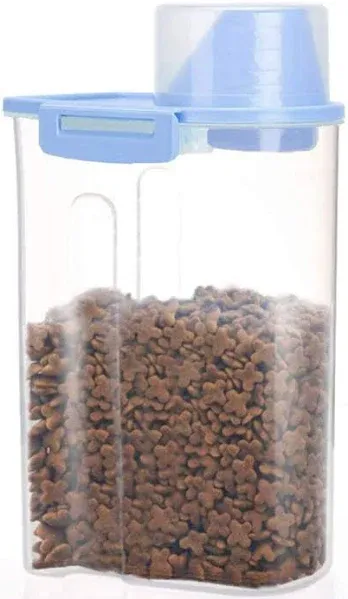 Pet Food Storage Container with Graduated Cup and Seal Buckles Food Blue