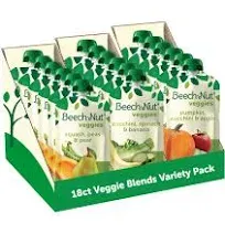 Beech-Nut Baby Food Pouches Variety Pack, Veggie Blends, 3.5oz 18 Pack