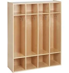 ECR4Kids Birch Streamline 4-Section Coat Locker