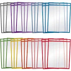 Office Products Dry Erase Pocket Sleeves 30 Count Crystal Clear Oversized 10....