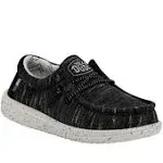 HEYDUDE Boys' Wally Youth Stretch Black Shoes