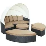 Modway Quest Canopy Outdoor Patio Daybed in Espresso Mocha -EEI-983-EXP-M<wbr/>OC-SET