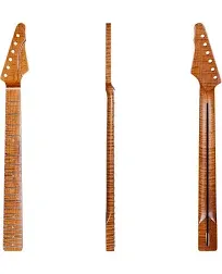 Leo Jaymz Electric Guitar Neck Collection Series - One Piece Selected Roasted Flame Maple - 21 Frets, 9.5","C" Shape (Collection TL Maple)