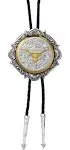 Montana Silversmiths Silver and Gold Engraved Button Bolo Tie