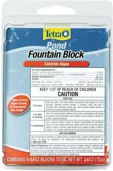 Tetra Pond Fountain Block 6 Count, Controls Algae Growth In Ornamental Fountains