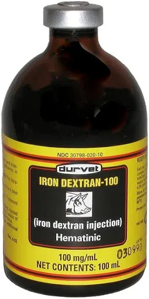 Iron-100 (Iron Hydrogenated Dextran Injection 100 mg/ml), 100 ml vial