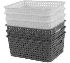 Plastic Woven Basket, Small Plastic Weave Storage Bins, 6 Packs