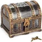 Kids Pirate Treasure Chest Plastic Pirate Vintage Treasure Box, Mini Pirate Chest Toys for Boys