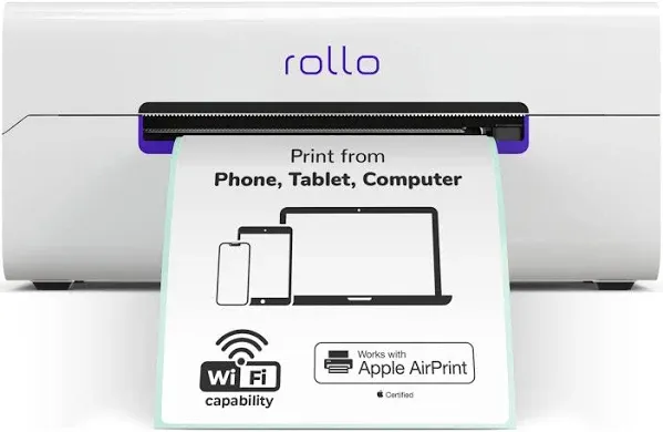 Rollo Wireless Label Printer - Wi-Fi Thermal Printer for Shipping Packages - AirPrint from iPhone, iPad, Mac - 4x6, Supports Windows, Chromebook, Android, Linux